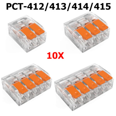 10x PCT 412-415 Wire Terminal Connectors Connector Quick Electric Cable Wiring