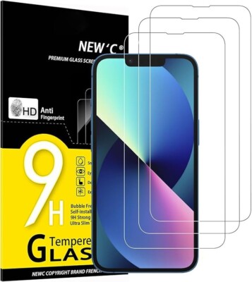 NEW'C 3 Stück für iPhone 14,iPhone 13,iPhone 13 Pro für Schutzglas (6,1 Zoll)