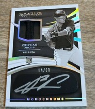 2021 Panini Immaculate # 4/10 Cristian Pache Monochrome Rookie Patch Auto Braves