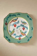 NEW Anthropologie Lou Rota 12 Days of Christmas Dessert Plate 4 Calling Birds