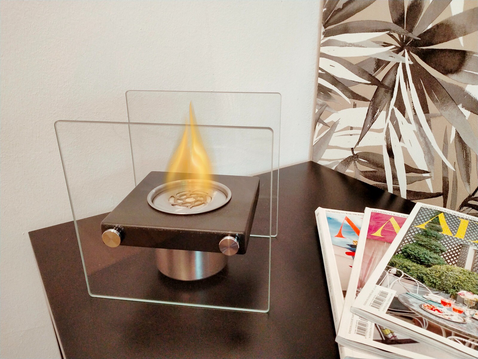 Chimenea De Bioetanol de Mesa Tiziano Antivuelco Fija