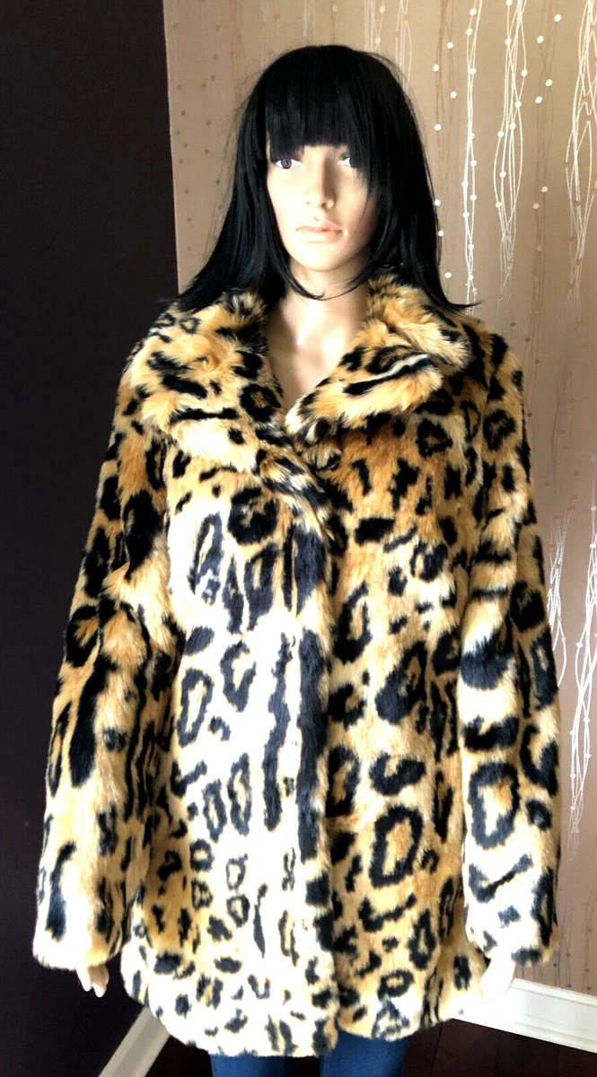 RACHEL ZOE Faux Fur Animal Leopard Print Coat Size M