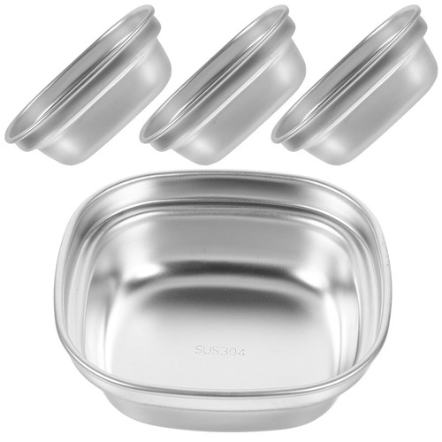 4 Pcs Stainless Steel Dipping Dish Metal Sauce Plates Soy Dishes