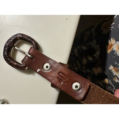 Vintage Carved belt leather brown natural neutral woven  display picture 1