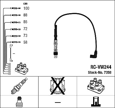 7358 NGK Ignition Cable Kit for SEAT,VW