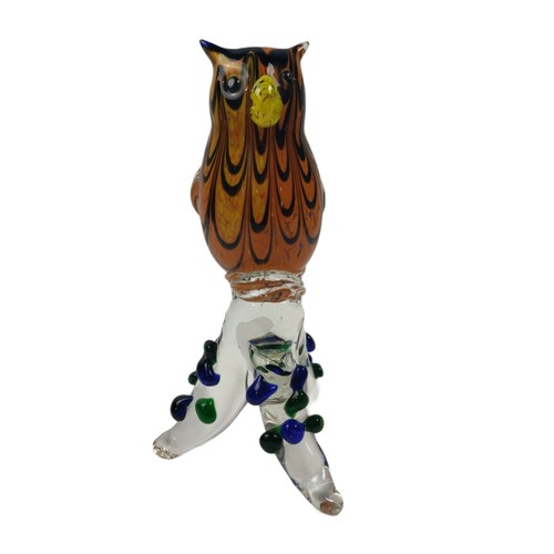 Vintage Murano Owl Figure Sculpture Hand Blown Art Glass Bullicante 12" Tall - Picture 2 of 12