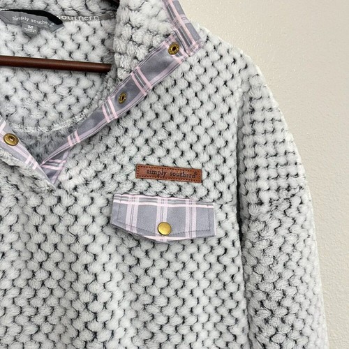 Sudadera polar Simply Southern talla mediana para mujer gris cuarto a presión - Imagen 5 de 6