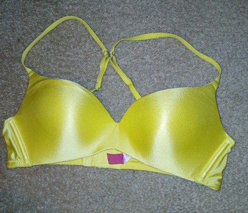 PINK Victoria’s Secret Love Pink BH Damen Push Up V-Ausschnitt gelb 34B