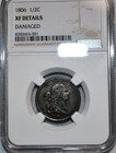 Ngc Extra Fine 1806 Draped Bust Half Cent, Well-Struck w/ Problem-Free surfaces!