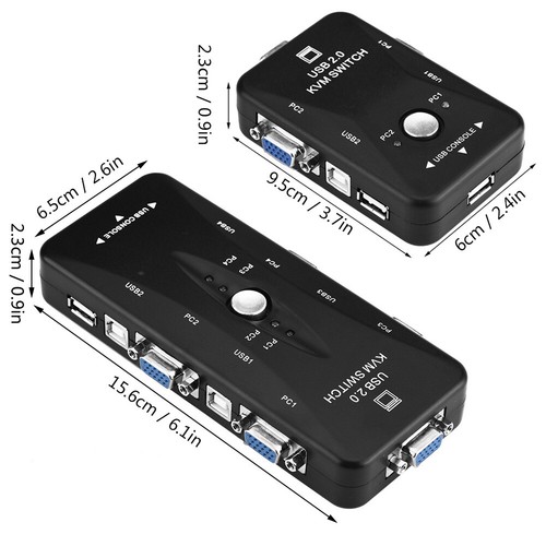 USB 2.0 KVM Switcher 2.4 Port VGA Handbuch Switch Box Video Sharing Adapter - Bild 2 von 6