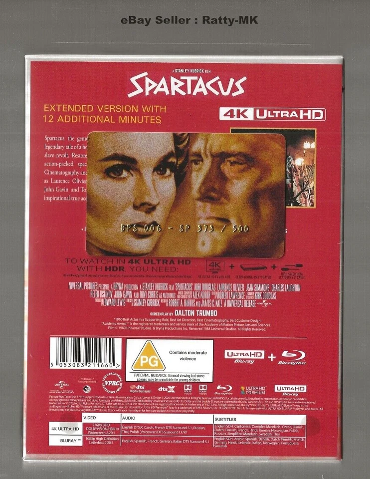 SPARTACUS - EVERYTHINGBLU EXCLUSIVE 4K + BLU RAY STEELBOOK - NEW & SEALED - Image 2 of 4