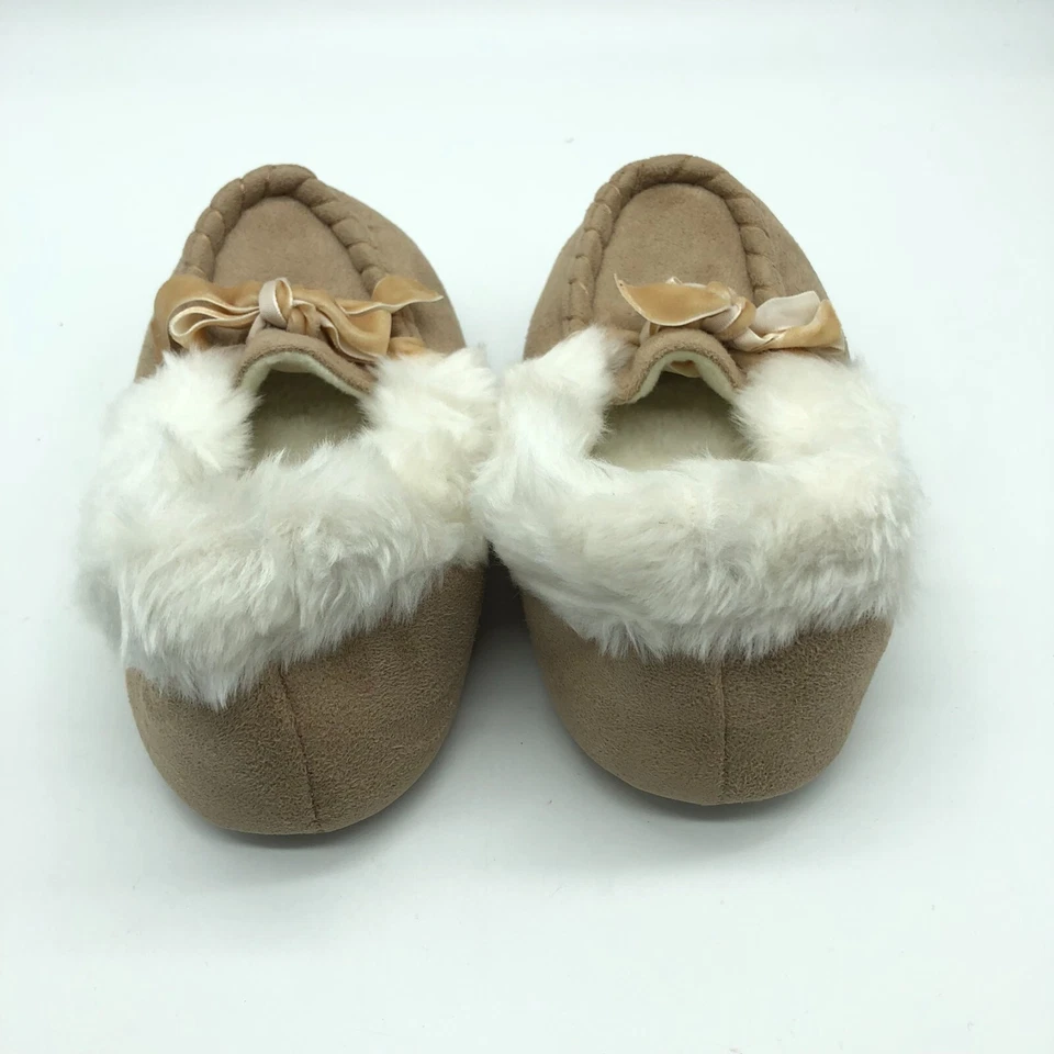 Zapatillas mocasín forradas de piel sintética marrón 11-12 para niñas pequeñas 11-12 Foto 3 de 4