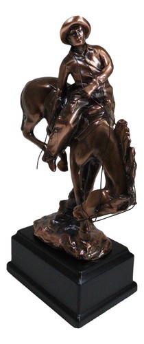 Ebros Rustic Western Rodeo Cowboy W/ Bucking Horse Bronze Electroplated Figurine - Bild 5 von 9