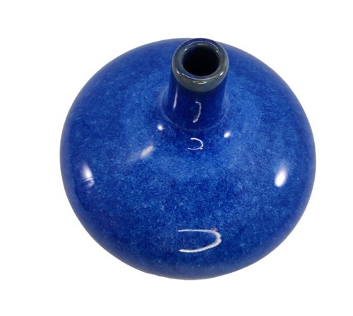Jarrón Pier 1 Studio Pottery Squat alto brillo esmaltado bulbo azul - Imagen 6 de 12