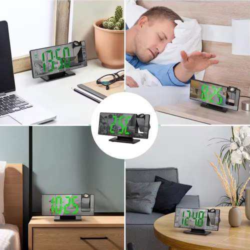 7.8 In. Large Screen 180° Projection Alarm Digital Clock in Green for Bedroom Of - Picture 5 of 12