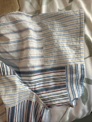 NEW Striped Patchwork Tie Neck Top blouse size small blue white shirt - Picture 14 of 20