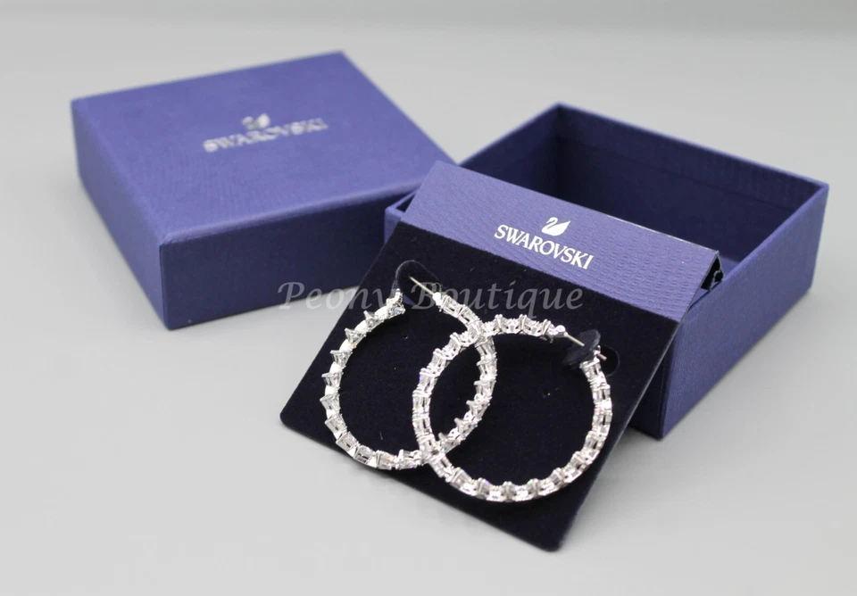 Swarovski 5602230 Ortyx earrings jewelry hoops hoop white gold crystal new - Image 3 of 4