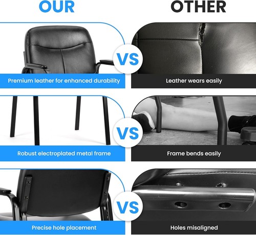 Big&Tall 400lb Guest Chair with Leather Padded Arm Rest for Waiting Room Recepti - Bild 31 von 31