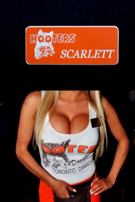 Hooters Uniform Scarlett Name Tag Pin Back Dress Up Role Play Halloween Costume
