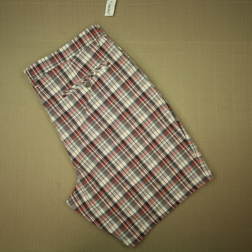 Old Navy Flat Front Shorts Men's Size 36 Red Gray Plaid 100% Cotton NWT - Picture 6 of 11