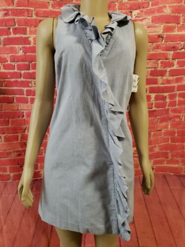 Milly New York Ruffled Wrap Women's Sleeveless Blue Dress Size 4 MSRP $350 NWT!