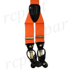 New Y back Men's Vesuvio Napoli Suspenders Braces clip on formal prom Orange