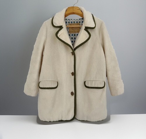 Vintage THE SPORTSTER Tyrolean Loden Cloth Women Wool Coat L/XL Button Ivory - Picture 3 of 11