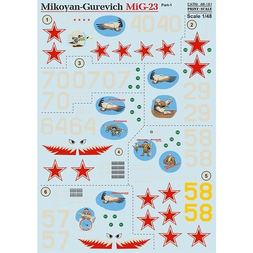 Print Scale 48-161 Waterslide Decal airplane 1:48 Mikoyan-Gurevich MiG-23 Part 1 - Picture 17 of 24