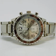 ACCUTIME WATCH CORP TGXL158 Silver Tone Quartz Men's Watch Sz.7 1/2" New Battery