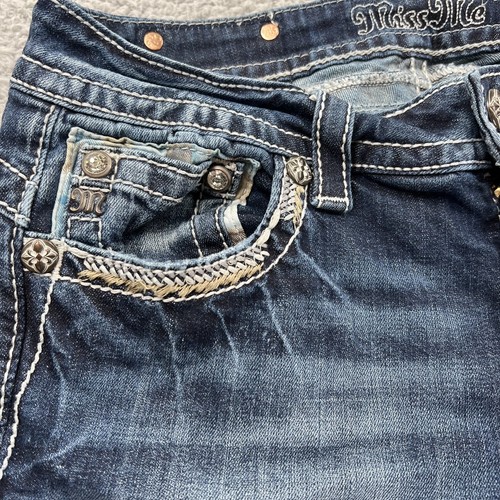 Miss Me Women's Skinny Jeans Size 30 Mid-Rise Standard Cropped Distressed - Picture 2 of 16
