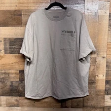 YOUNGLA Los Angeles Graphic Pocket T Shirt Beige X Large Oversized