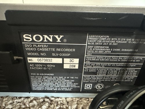 Sony SLV-D300P DVD/VCR Combo Player & VHS Recorder VHS Works DVD Does Not *read* - Picture 6 of 8