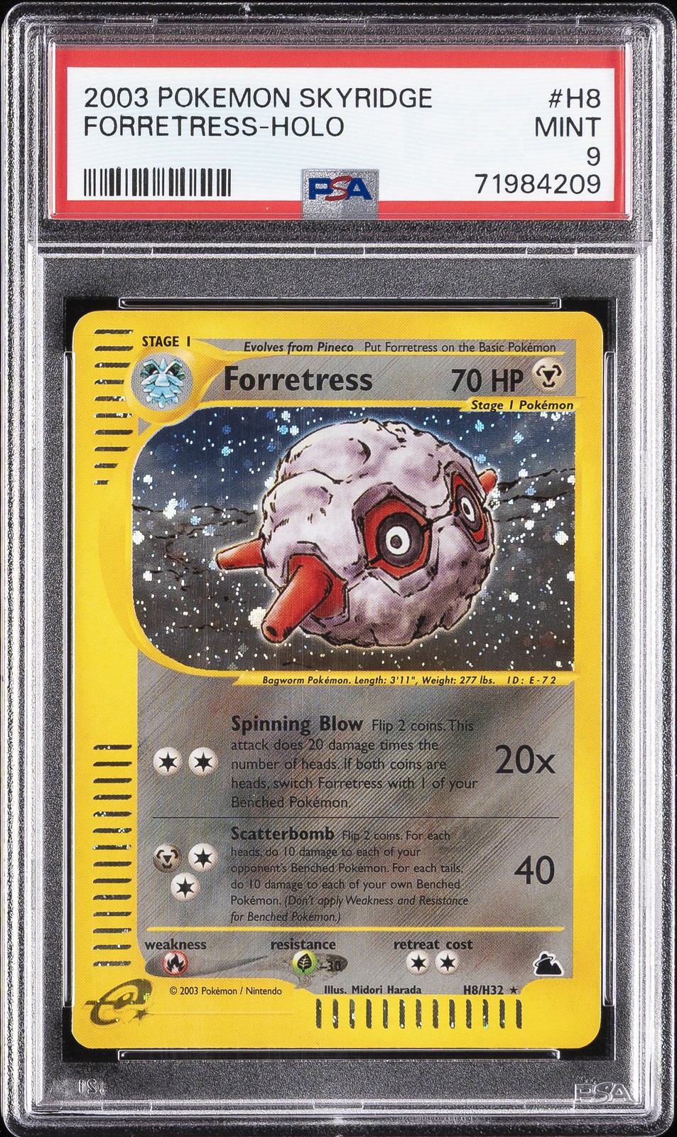2003 POKEMON SKYRIDGE #H8 FORRETRESS-HOLO PSA 9