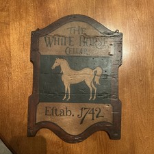 White Horse Cellar Scotch Whisky Tavern Sign 1742 Rustic Bar Wall Plaque