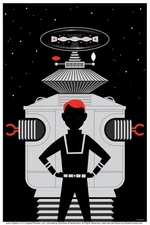 Lost In Space Will Robinson and Robot (Black) by Ty Mattson Poster 12x18
