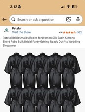 Silk Satin Robe Wedding Bride Bridesmaid Kimono Dressing Gown Sleepwear Bathrobe