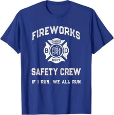 Cute 4th July FIREWORKS SAFETY CREW Pyro Director Team Dad T-Shirt