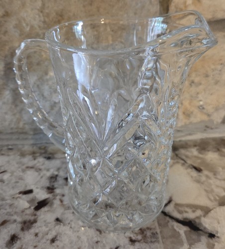 Vintage Anchor Hocking Clear Pressed Cut Glass Pineapple Small Pitcher Creamer - Picture 5 of 6