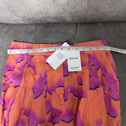 Reiss Resort Shorts Sky-Print Linen Orange Pink Purple Size UK10 NWT RRP£98 - Picture 10 of 15