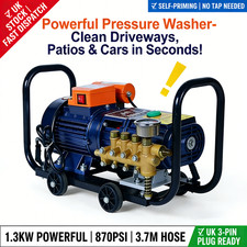 1.3KW Portable Pressure Washer Self-Priming Jet Wash Car Patio UK Plug 220V