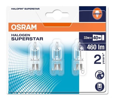 3er Pack OSRAM G9 HALOPIN ECO Halogenlampe 35W 2800K warmweiß