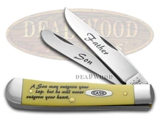 Case xx Knives Father Son Trapper Yellow Delrin Stainless Pocket Knife CAT-FS/Y