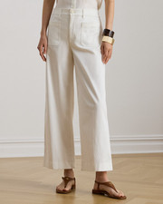 Lauren Ralph Lauren Women's Stretch Chino Wide-Leg Cropped Pants Bright White 12