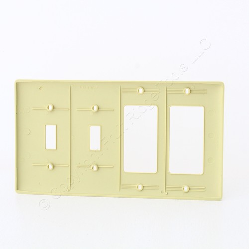 Hubbell Ivory 4Gang Decorator/Rocker Toggle Switch UNBREAKABLE Wallplate NP2262I - 第 3/4 張圖片