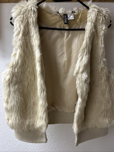 H & M Kunstfell Fell Weste Jacke Natur Beige Gr. 40 - Bild 6 von 6