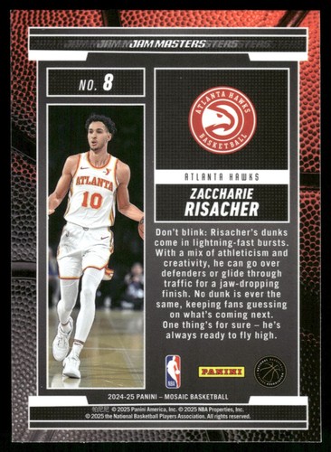 2024-25 Panini Mosaic #8 Zaccharie Risacher Jam Masters Atlanta Hawks - Picture 2 of 2