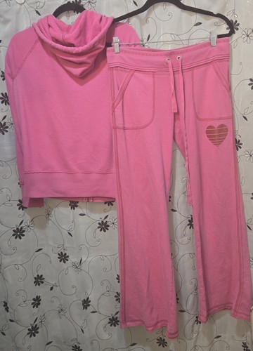 Victoria's Secret PINK Vintage Matching Outfit Sweat Suit I Heart Pink Flare S M - Picture 3 of 8