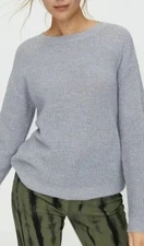 Wilfred Aritzia Waffle Knit Crew Neck Sweater Light Gray, Merino Wool XL