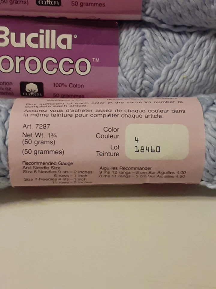 Lot of 8 Bucilla Morocco 100% Cotton Yarn 50g Light Blue Shade 4 S/F Home - Image 3 of 4