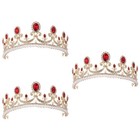  3 stücke Retro Barockkrone Rubin Rhinestone Krone Schmuck Haarschmuck Für